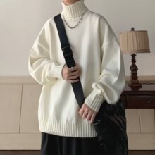 高领男式毛衣秋冬套头打底衫慵懒高级感宽松纯色打底线衣针织衫外