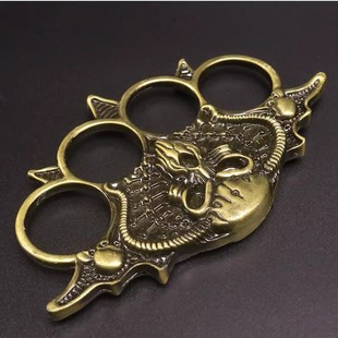 Self-Defense Bull Head Iron Four-Finger Fist Buckle Martial Arts Fighting Finger Tiger Hand Buckle Car Window-Breaking Equipment Finger Buckle
