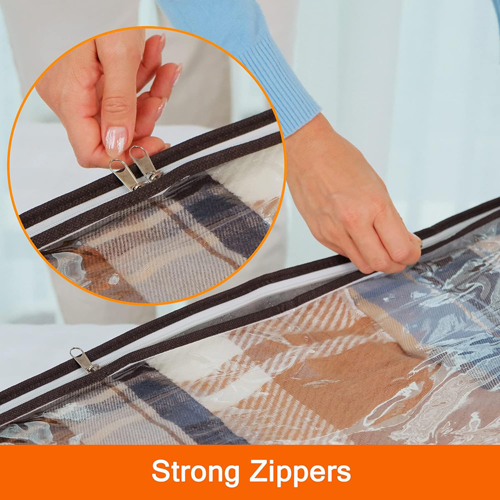 Foldable Under-Bed Storage 100x50x18cm | Dustproof Organizer | Clothes/Quilts | Gray/Black_voghion.com