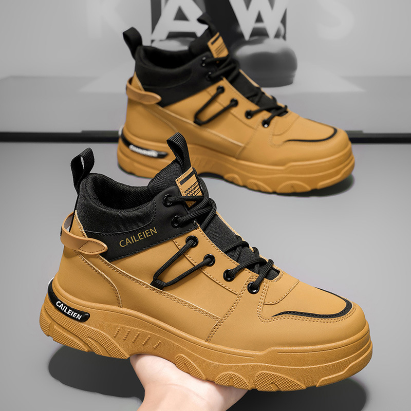 Zapatos masculinos de otoño nuevas botas Martin de alta gama tendencias masculinas 100 sitios de construcción ropa de trabajo, zapatos de trabajo antideslizantes y botas cortas de ocio