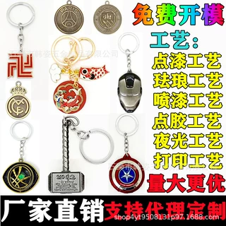 雷神之锤美队长纪金属汽车钥匙扣挂件配件定制镀金联名金属徽章