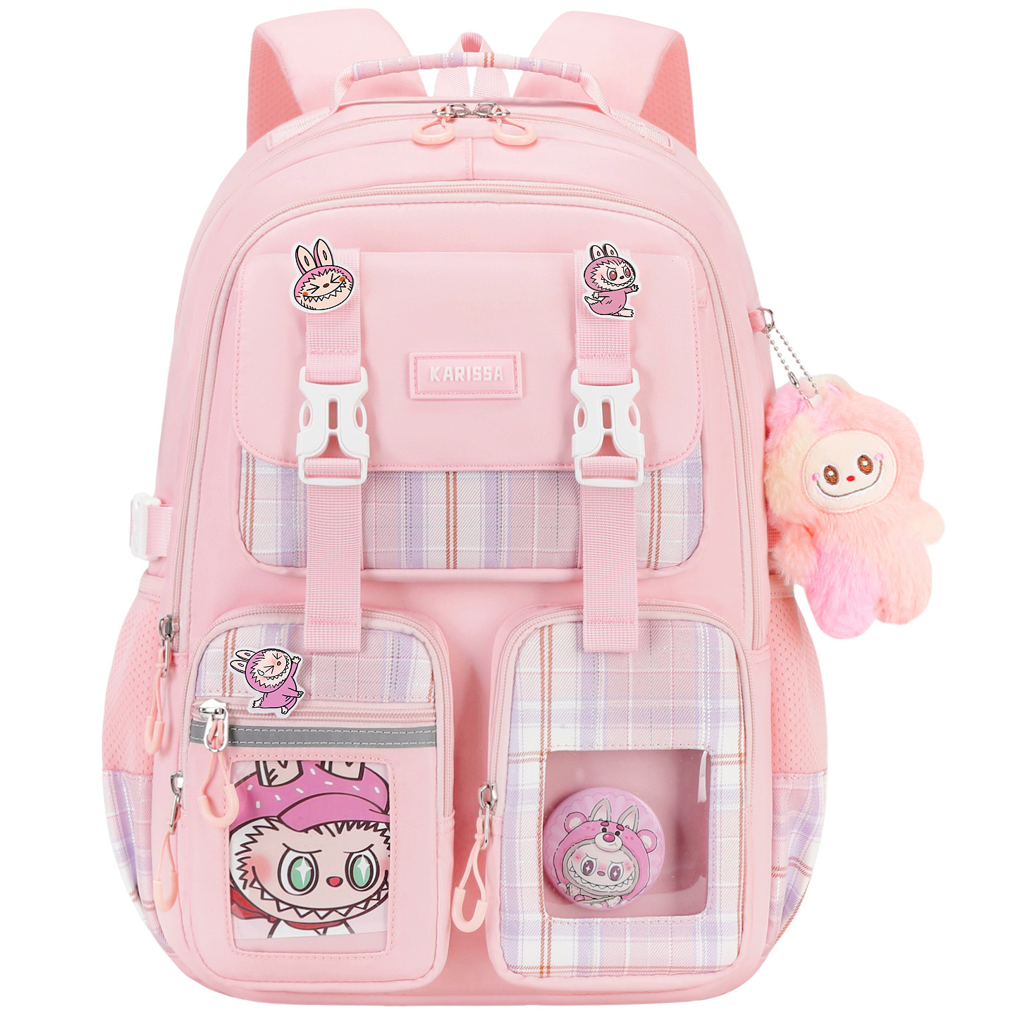 Nueva mochila de escuela primaria mochila de niñas mochila de hombro de gran capacidad para reducir la carga ligera multi-compartimiento niñas de alto valor facial