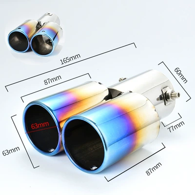 Car muffler, Pipe Exhaust Cover Package Peihui - bright-yellow-double-half-blue-straight-supports-installation