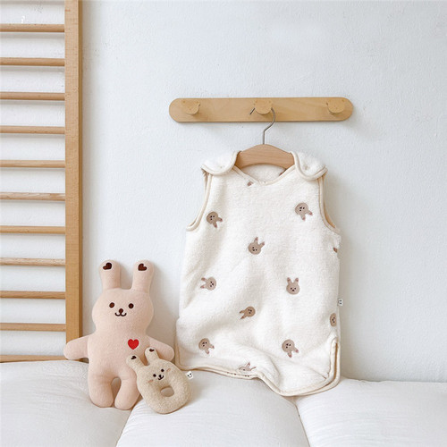 ins Korean baby sleeping bag autumn and winter thickened children's anti-kick quilt baby vest style split-leg sleeping bag warm pajamas
