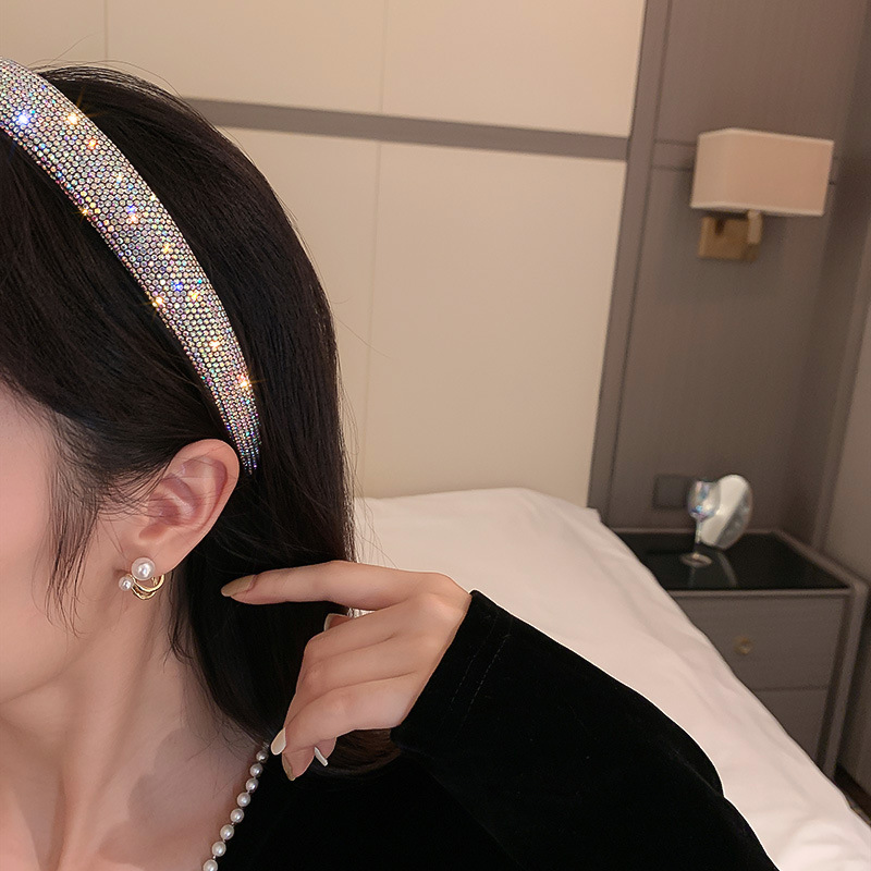 Plně super třpytivý temperamentní všestranný barevný diamantový lisovaný pásek jednoduchý a personalizovaný módní síťový červený_voghion.com