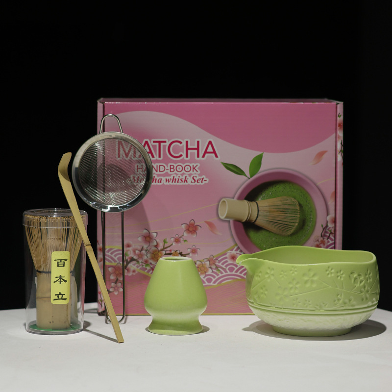 MATCHA跨境专供多款新品陶瓷5件套抹茶碗带嘴宋代点茶茶筅工具套|undefined