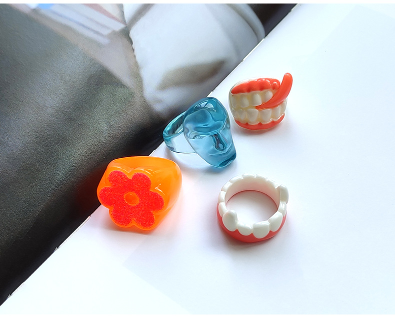 Novelty Flower Plastic Resin Fruit Rings
