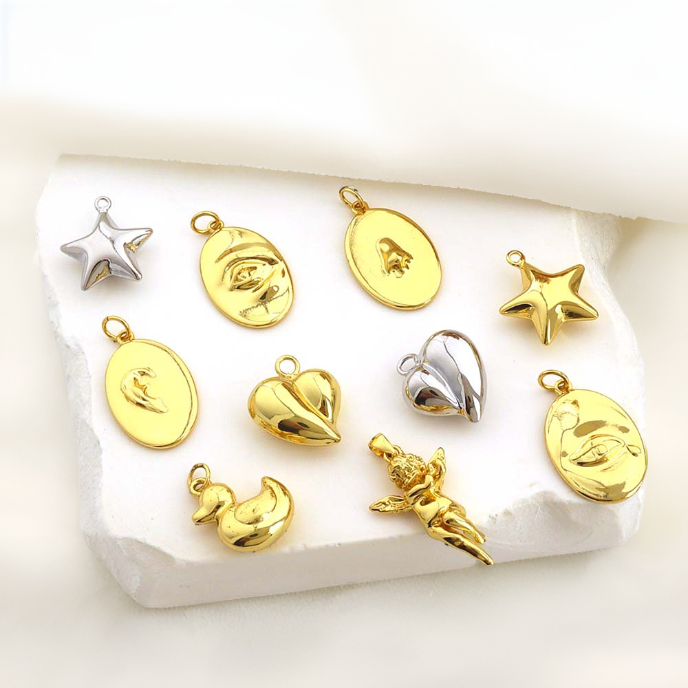 4g Weight Pendant Jewelry Making Type 16 * 19mm Jewelry Making Size DIY Jewelry Accessories Classification 1 Piece Quantity Copper Material Star, Heart Shape Pattern All Seasons Season Polished Finish Plating Design Cute, Simple Style Style 1 Piece 16 * 19mm Copper Star Heart Shape Polished Pendant 5