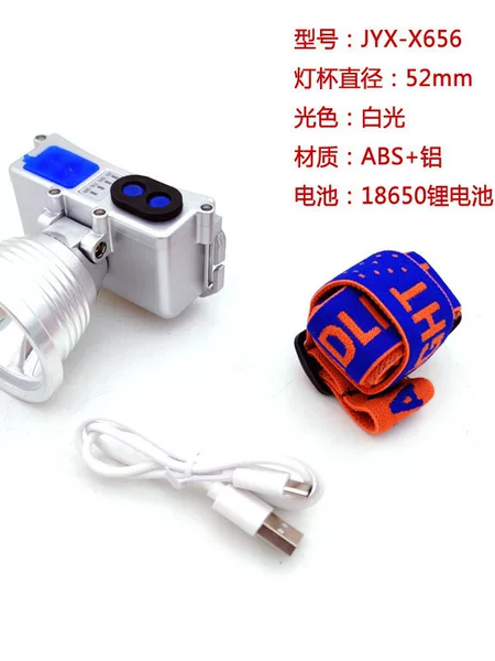 Cross-border White Dragon Laser Cannon Headlamp Strong Light Super Bright LED Head-mounted Outdoor Long-range Positive White Light Spotlight Gold Silver Elephant