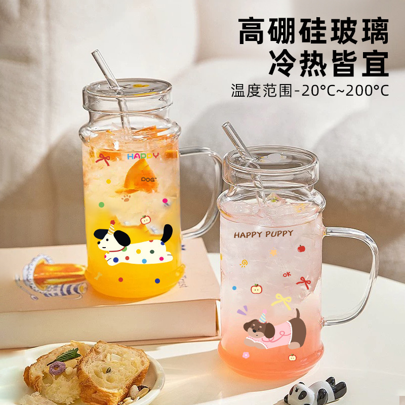 Large-Capacity Glass Straw Cup for Women 2025 New High-Looking Tea Flower Tea Cup with High Temperature Resistance and Handle Cup Large-Capacity Glass Straw Cup for Women 2025 New High-Looking Tea Flower Tea Cup with High Temperature Resistance and Handle Cup