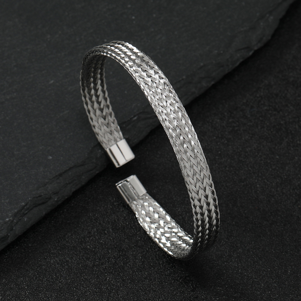 Stainless Steel Material Stainless Steel Simple Style Solid Color Braid Bangle