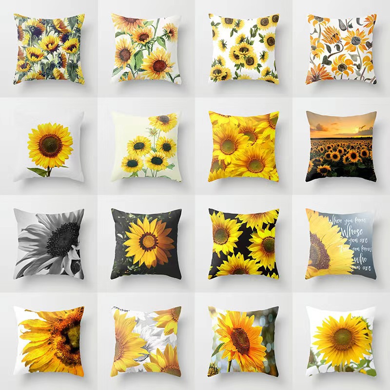 Girasol amarillo girasol funda de almohada Nordic casa estilo melocotón piel sofá del coche cojín cubierta