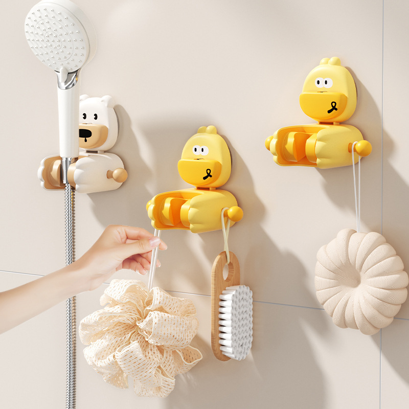 Cartoon Suction Cup Shower Bracket Bathroom Household Strong Punch-free Bathroom Rack Fixed Artifact Removable Hook