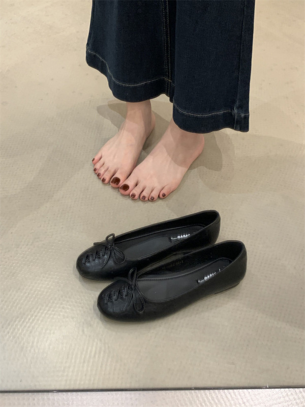 2025秋季蝴蝶结百搭晚晚通勤软底瓢鞋平底法式圆头浅口单鞋女鞋子|undefined