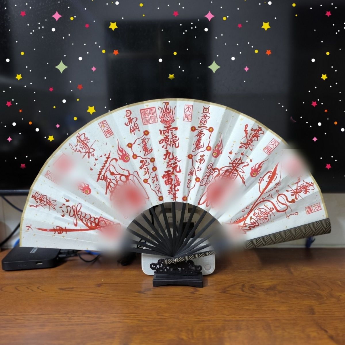 道古风文化手绘法扇五雷五路福文宣纸折扇舞蹈装饰摆件工艺品扇子