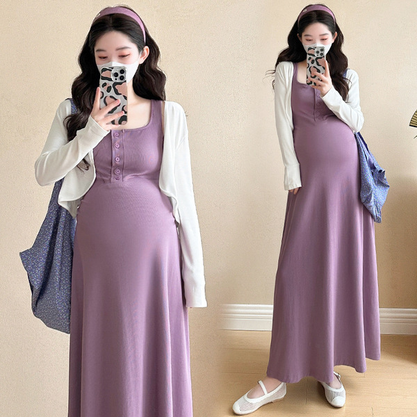 Summer long fashionable dress for pregnant sleevless