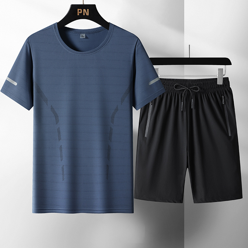 2024 verano ropa de hombre hielo deportivo conjunto casual hombre rápido secado conjunto de tres piezas fresco conjunto transpirable al por mayor