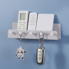 2023 Wall-mounted Bathroom Cosmetic Accessories Shelf Kitchen Spices Storage Rack 5 Hooks Key Hook