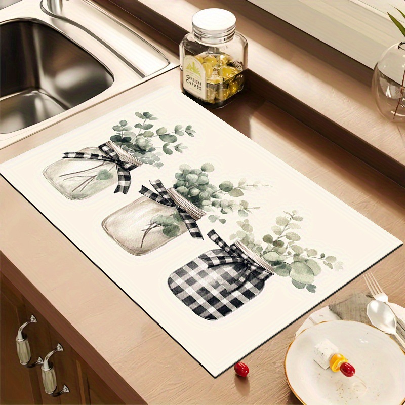 Cross-Border Temu New Diatom Mud Drain Pad Kitchen Countertop Tableware Rack Water-Absorbent and Stain-Resistant Household Countertop Protection Pad