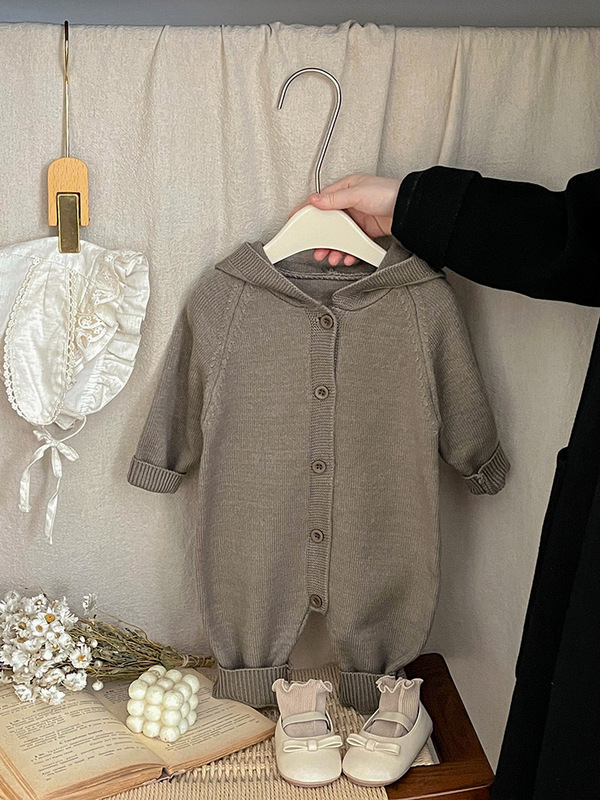 婴儿哈衣秋装连体衣可爱超萌毛衣连帽爬服男女宝宝洋气柔软外出服|undefined