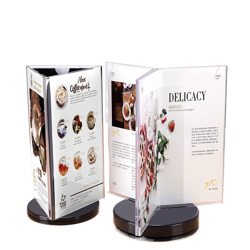 Высококачественная акриловая трехсторонняя вращающаяся винная карта стол стойка для карт настольная карта A4 настольная карта 5 вращающееся меню