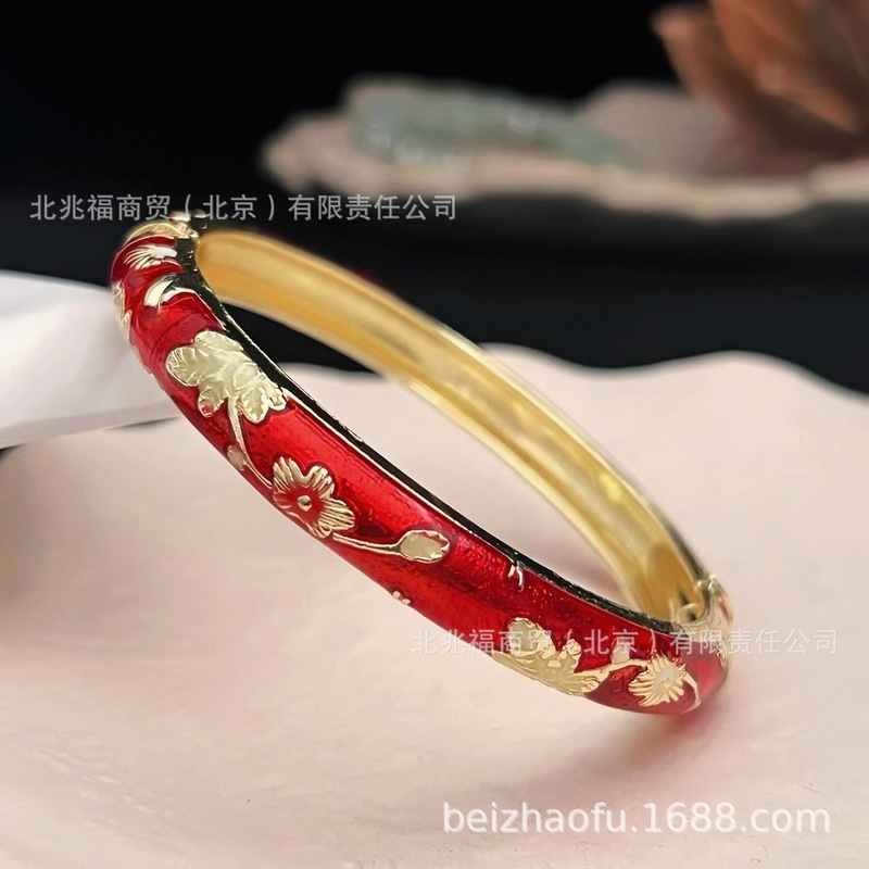 北京エナメルオイルドリップブレスレット、上質な花柄の女性用ブレスレット、紫禁城の旅行のお土産、人気のスポット|undefined