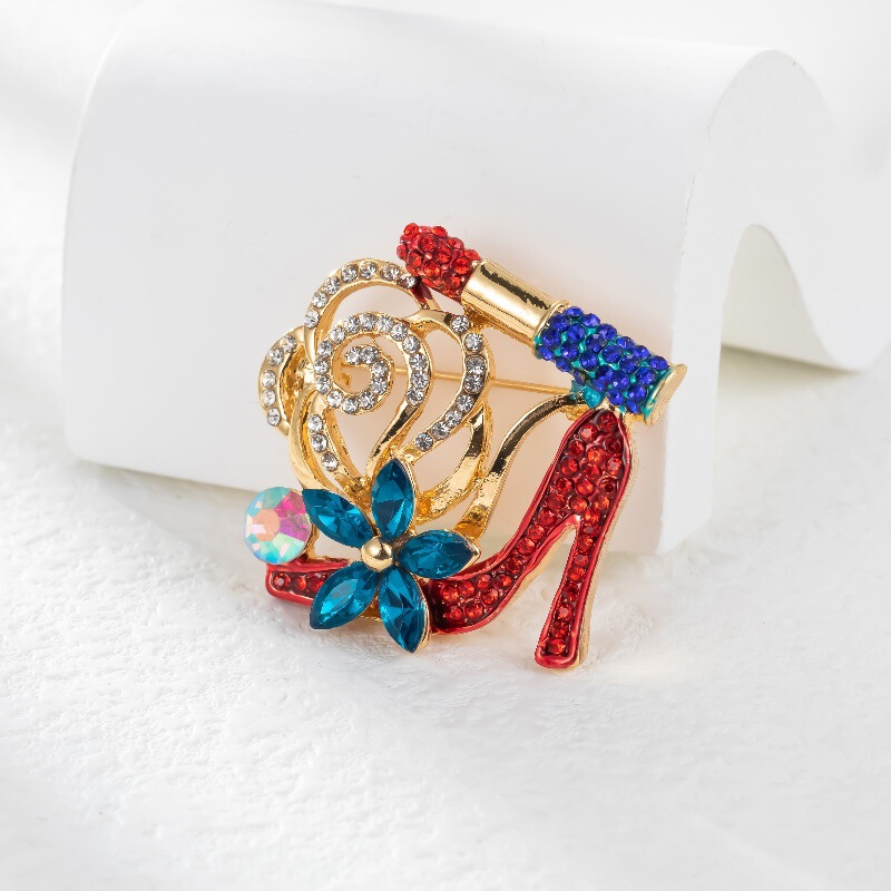 Korean Style Creative Design Red High Heels Brooch Women's Flower Lipstick Pin Shirt Jacket Accessories Ready for Sale Korean Style Creative Design Red High Heels Brooch Women's Flower Lipstick Pin Shirt Jacket Accessories Ready for Sale