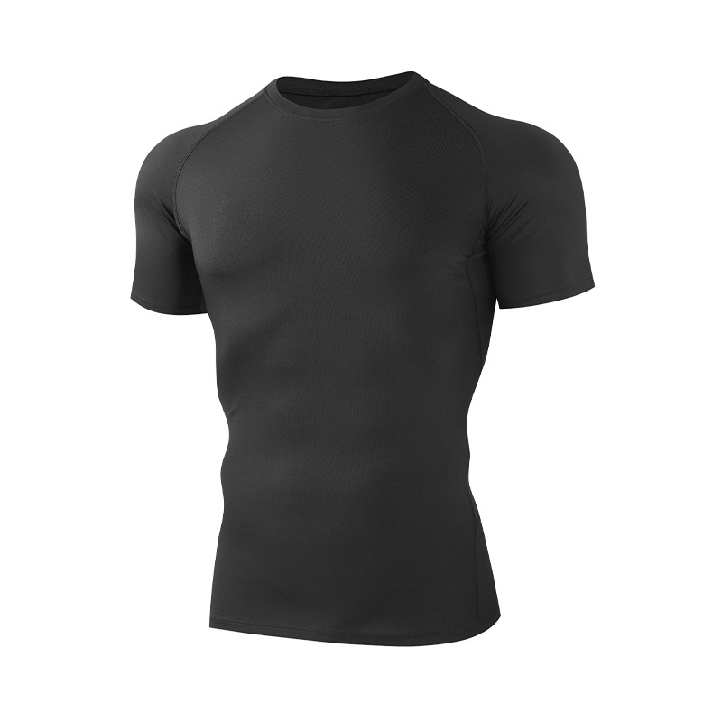 Nuevo cuello redondo hombre camiseta de entrenamiento de gimnasio camiseta de entrenamiento de manga corta camiseta de secado rápido sudor