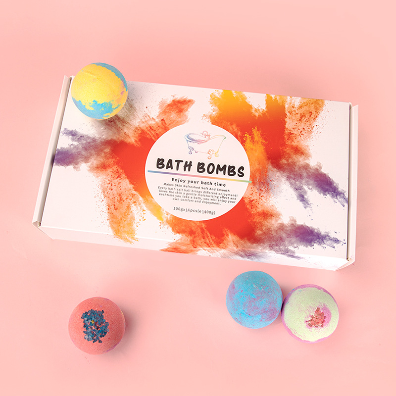 Cross-border 14 pack explosive bath salt balls, bathtub dried flower essential oil explosive salt bath bath balls wholesale foam balls