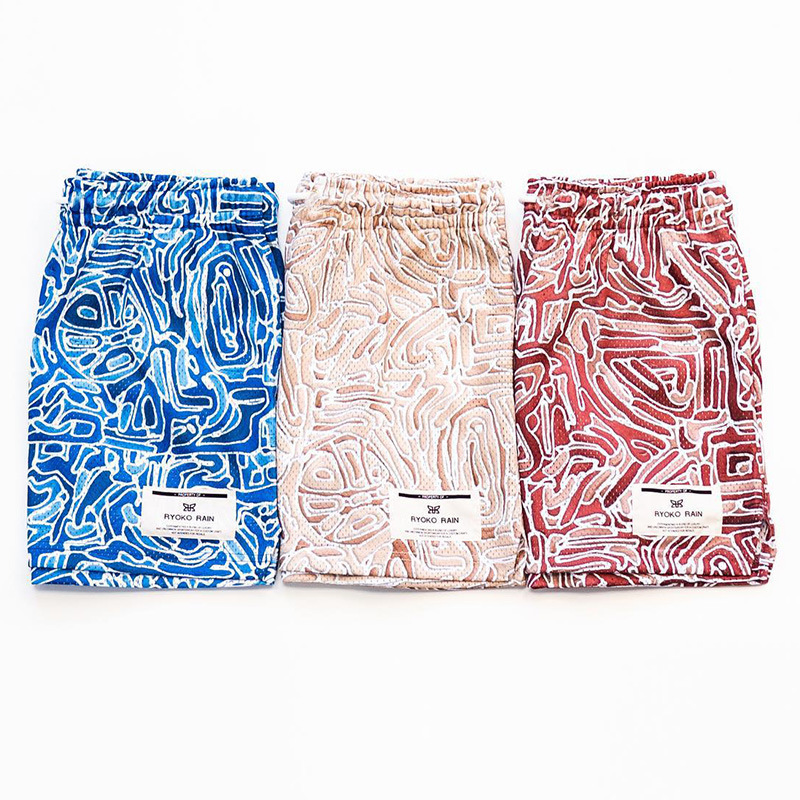 American-style RYOKO Pigment Style Knee Shorts Men's and Women's Summer Casual Mesh Breathable Loose Large Size Basketball Pants