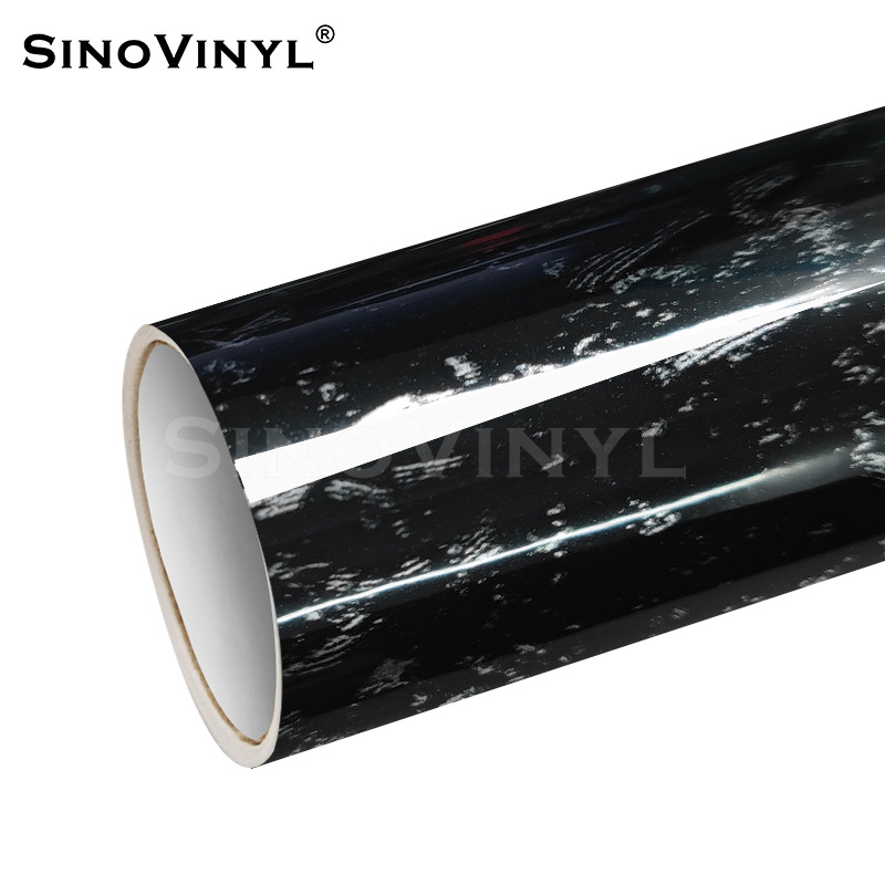 Carlake brillante cuerpo de fibra de carbono forjado color cambiante película oro y plata negro coche control central interior pegatina película decorativa