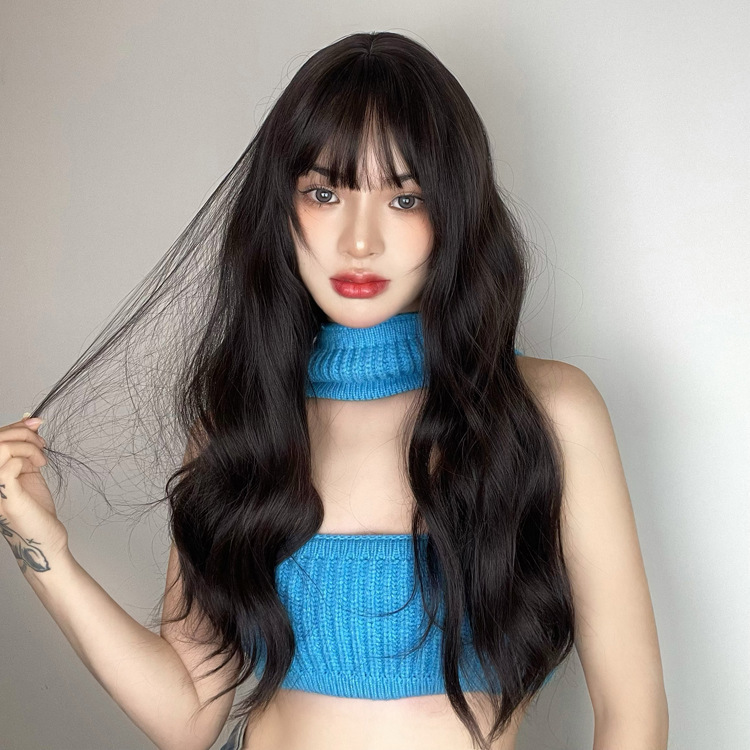 [Fashion Big Wave Air Bangs] Natural and Gentle Style Cos Wig Source Factory House Dance Wig
