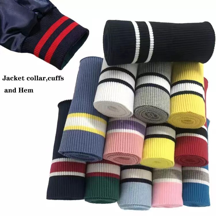 Customized Flat Machine Ribbed Cuffs and Hems Jiangsu Production Flat Machine Ribbed Baseball Uniform Jacket Clothing Threaded Accessories