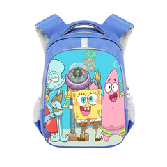 新款海綿寶寶兒童可愛卡通雙肩包男小學生書包男女大容量背包批發