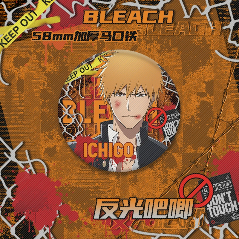 Бейдж-подвеска (Bleach) Куросаки Ичиго 58 мм светоотражающая аниме-булавка, HD печать