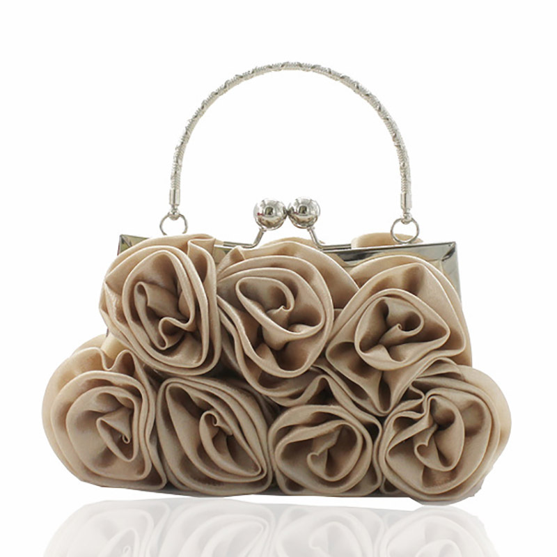 Satin Flower Clutch Bag - Hot Selling Satin Handbag With 14 Roses For Evening Parties - Thumbnail 6