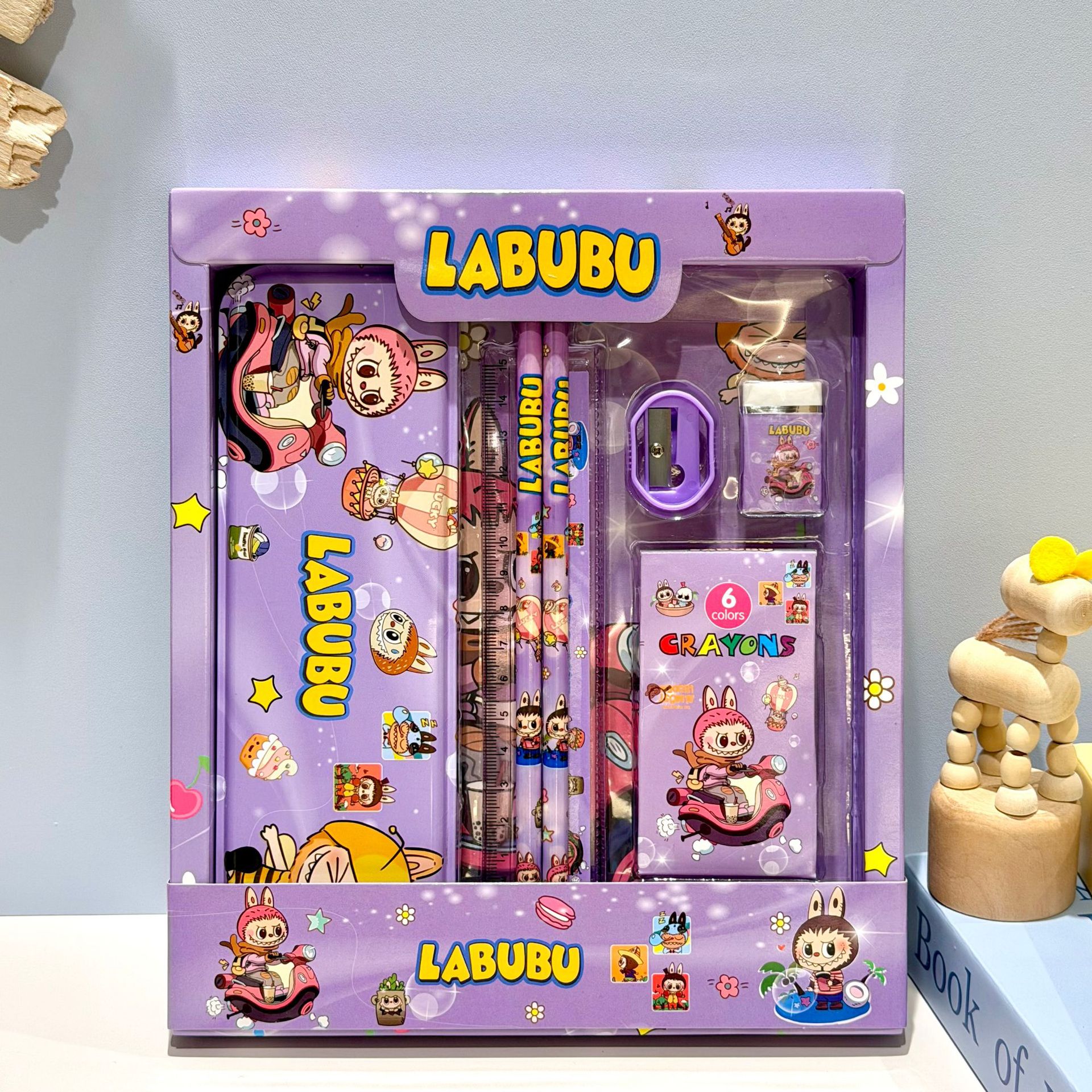 Caja de regalo de lápiz de dibujos animados, regla, cuchillo de lápiz, jardín de infantes, 1 de junio, papelería, caja de regalo