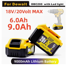 适用于Dewalt电动工具20V 9Ah锂离子电池可更换DCB205 DCB206 201