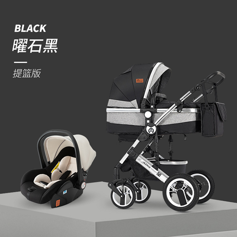 Cochecito cuatro en uno Asiento de seguridad para bebé recién nacido bidireccional Asiento de automóvil tipo cesta Cochecito tres en uno para bebé