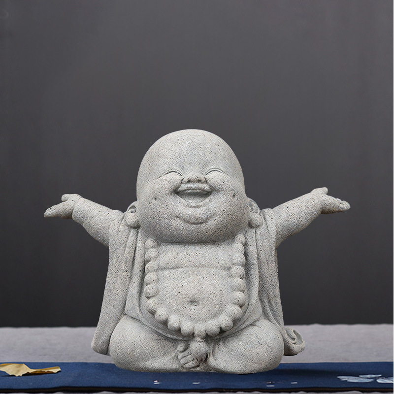 Arena verde piedra pequeño monje creativo pequeño monje decoración Zen decoración del hogar juego de té decoración de té mascota lindo Maitreya
