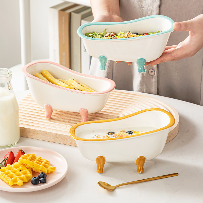 Baño postre tazón ins viento creativo red modelado vajilla cerámica lindo azúcar ensalada de frutas yogur tazón al por mayor