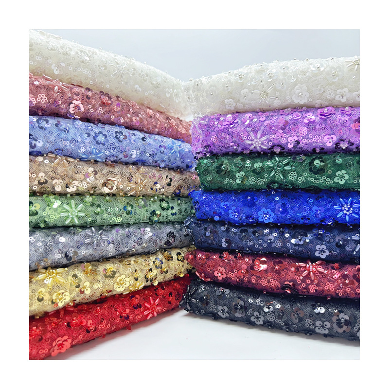 Tejido bordado sequinado bordado tela de cuentas tubo bordado tela de cuentas vestido de boda tubo bordado tela de vestido image 6