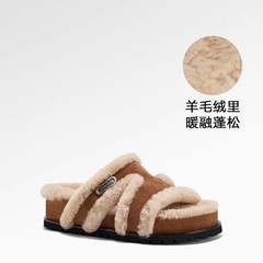 【章若楠同款】GGCC路易暖茶2025秋季新款厚底勃肯半拖鞋女毛毛拖
