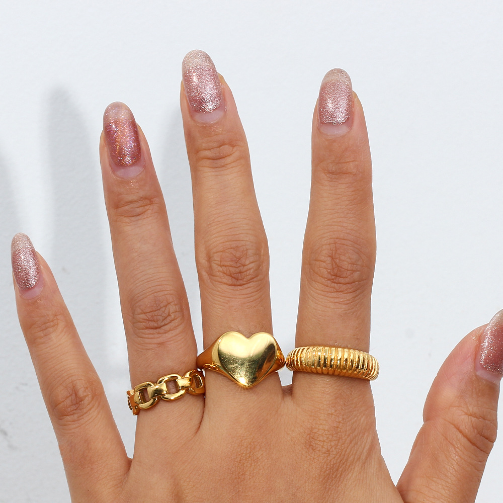 Simple Style Heart Shape Stainless Steel Rings Stainless Steel Rings