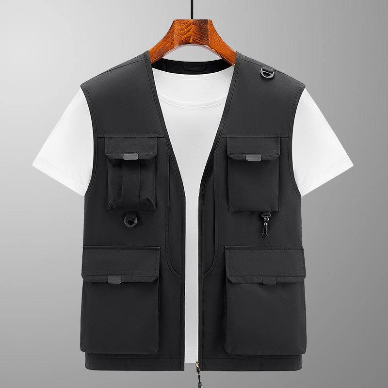 Nuevo cross-border primavera y otoño fotografía chaleco de pesca cardigan chaleco de hombre casual chaleco de bolsillo suelto chaqueta superior