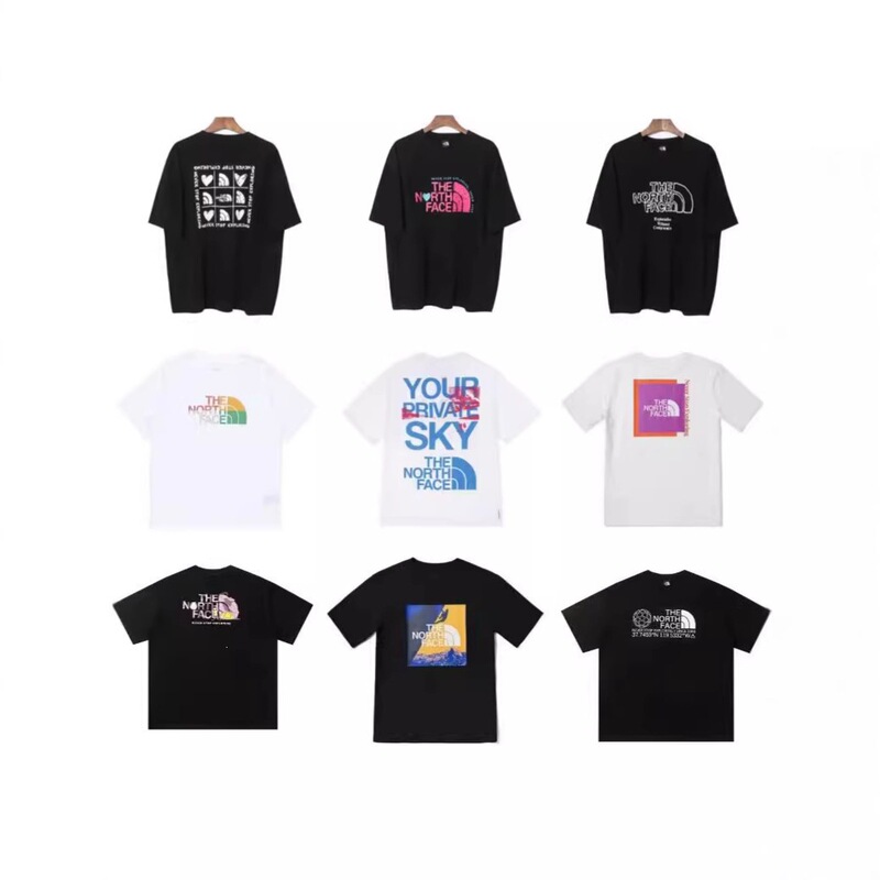 The North Face Pure Cotton T-Shirt for Men and Women, Summer 260g Heavyweight Trendy Printed Short-Sleeve Loose Casual Couple Style, in Stock