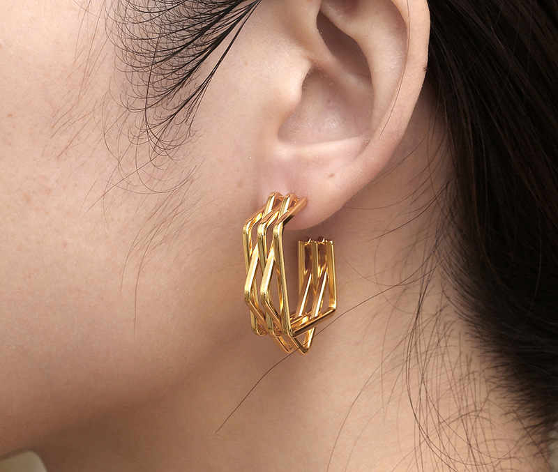 Fashion Geometric Titanium Steel Plating Ear Studs 1 Piece