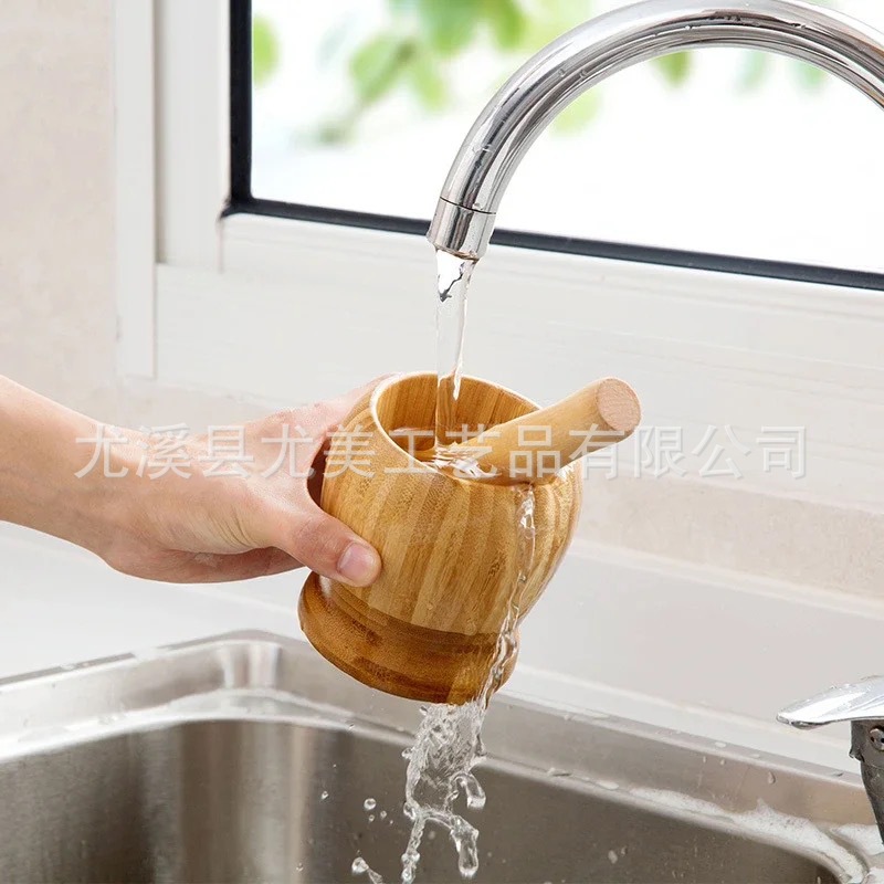 Bambú ajo mortero manual de hogar ajo machacador de ajo tarro Mascher de ajo tarro fabricante de mortero en stock