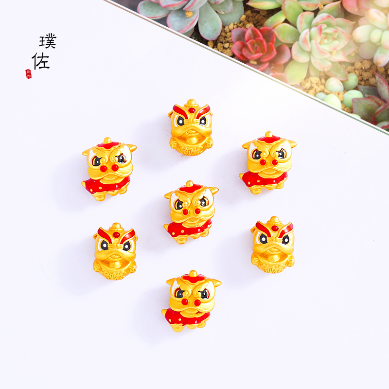 久不掉色越南diy配件古法金沙金招財舞獅醒獅轉運珠手鍊手串配珠