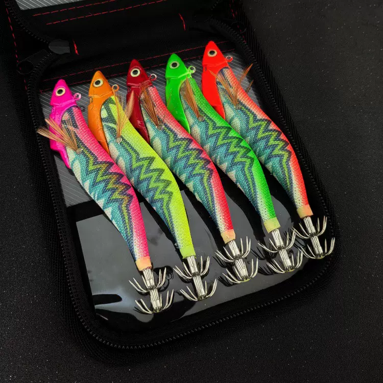 深水海钓铅头木虾 路亚假饵鱿鱼钩 3.5#40g  带夜光带响珠